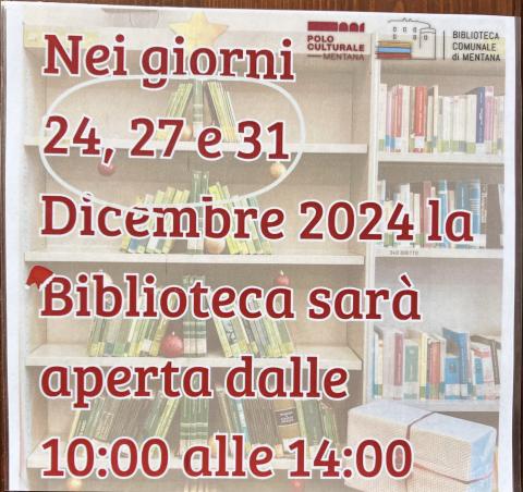 Orari biblioteca feste natalizie 2024