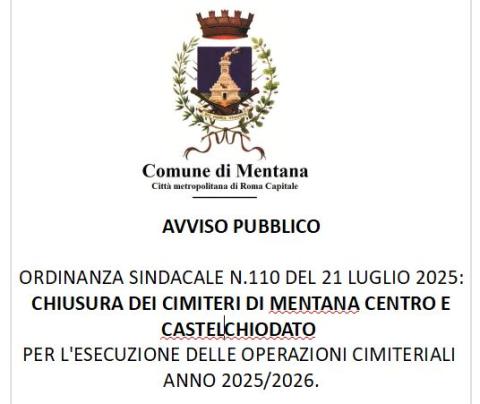Locandina chiusura cimiteri luglio 2025