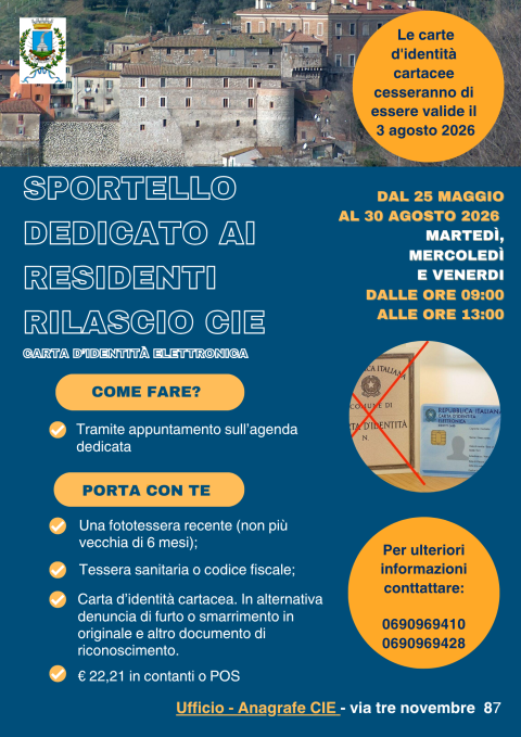 Locandina rilascio CIE ai residenti