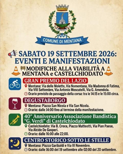 Locandina modifiche viabilità 19 Settembre 2026