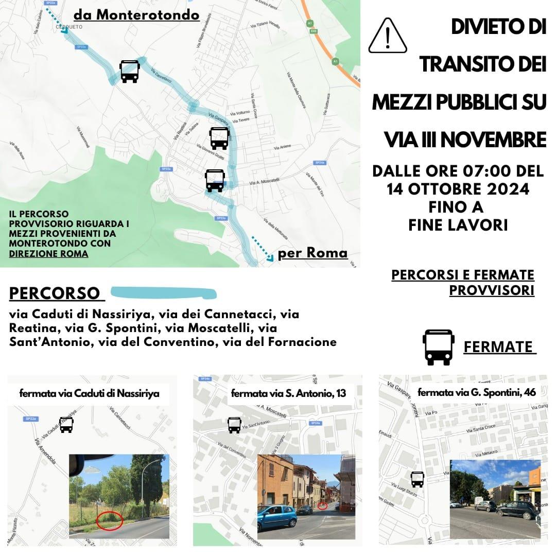 Locandina divieto transito mezzi pubblici