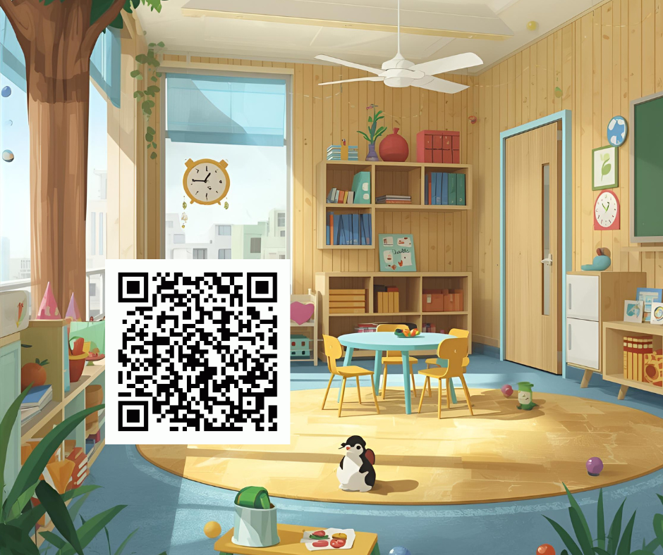 stanza con giochi con quadrato QrCode