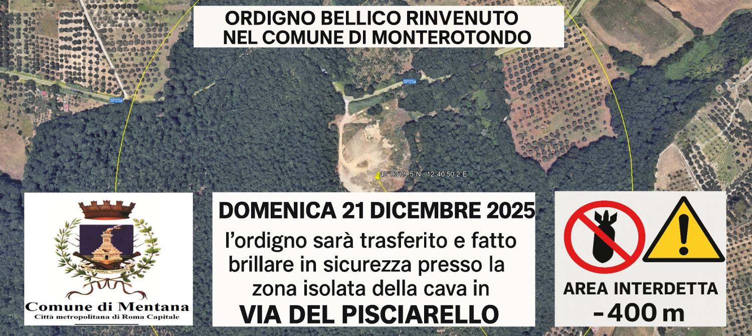 mappa della zona interessata al brillamento ordigno bellico + logo comune