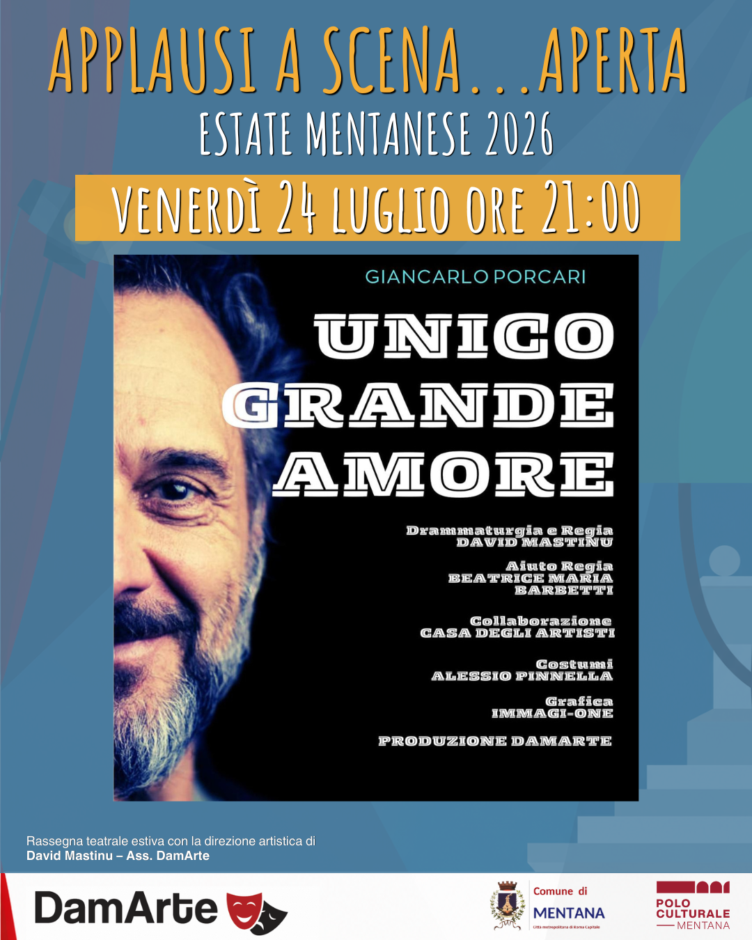 locandina testo titolo spettacolo "Unico Grande Amore"
